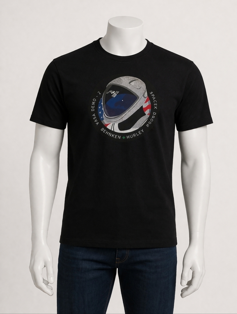 NASA SpaceX Dragon Astronaut Hurley T-Shirt Black Mens XL